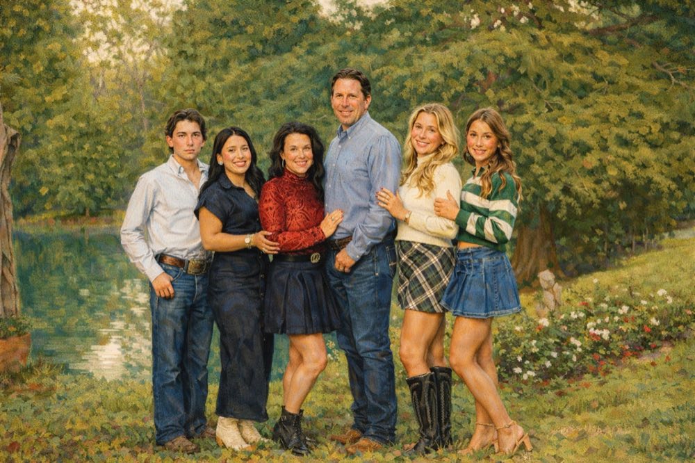 Cuatro and Stephanie Strack with their family in El Campo, Texas