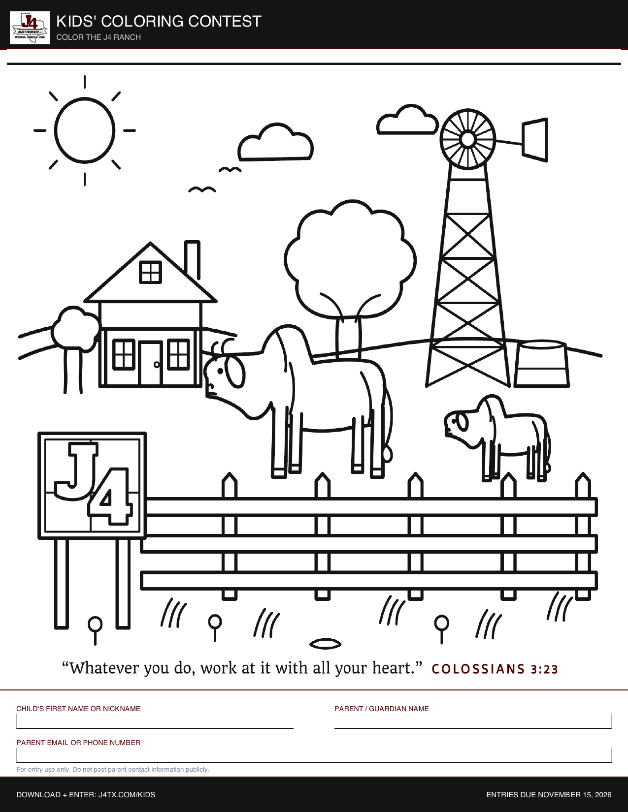 Building J4 ranch coloring page. Click to open and print.